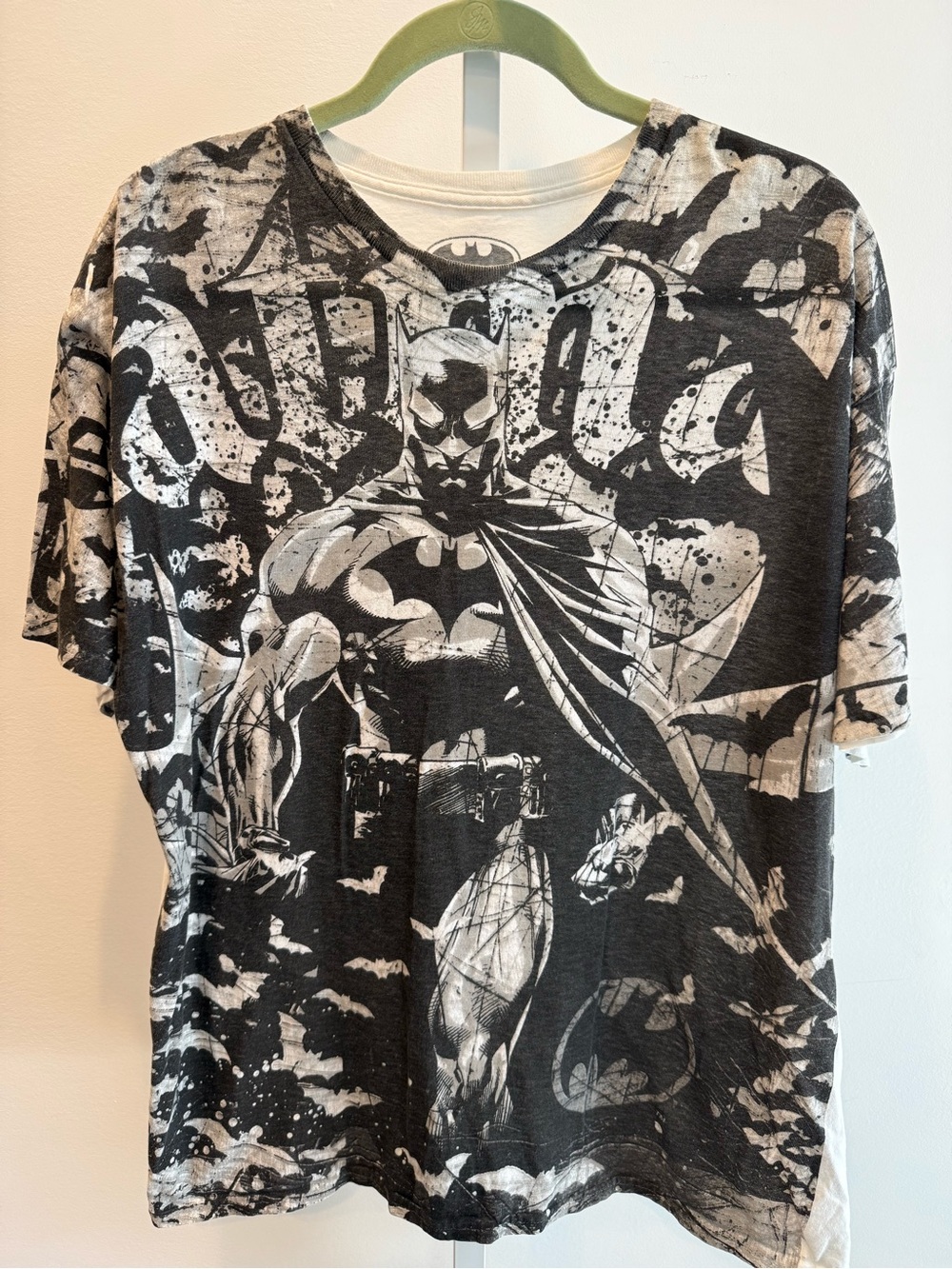 Vintage DC Comics Black White Batman Graphic Tee Men's Short Sleeve Size XL